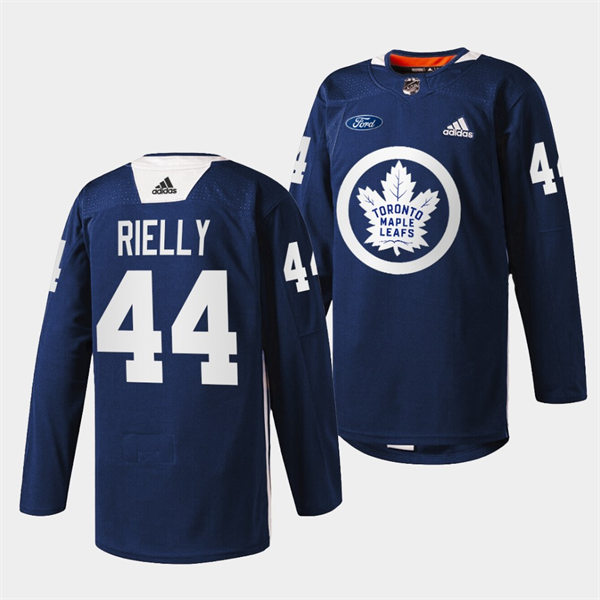Men's Toronto Maple Leafs #44 Morgan Rielly adidas Navy Primary Logo Warm Up Jersey